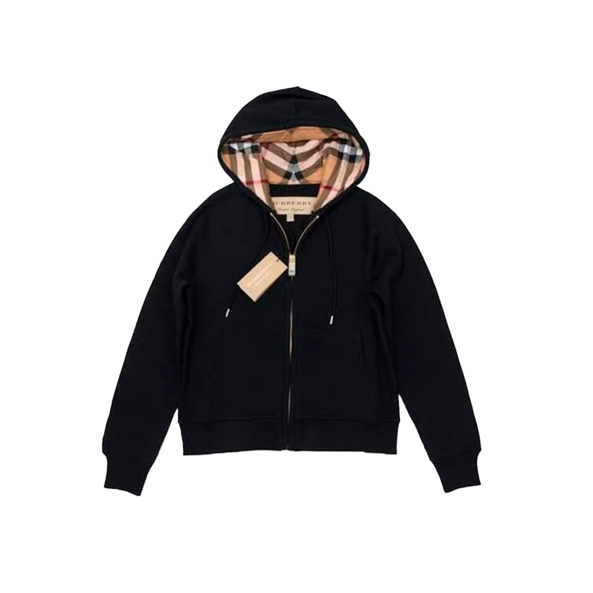 01’ Burb3rry Zip Up Hoodie With Check Hood