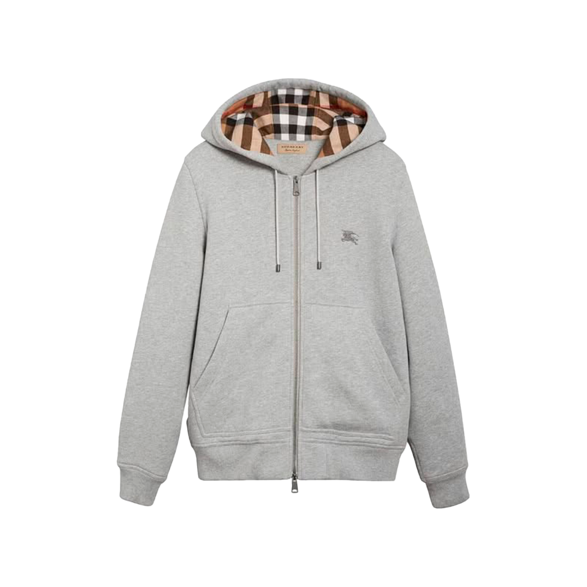 01’ Burb3rry Zip Up Hoodie With Check Hood